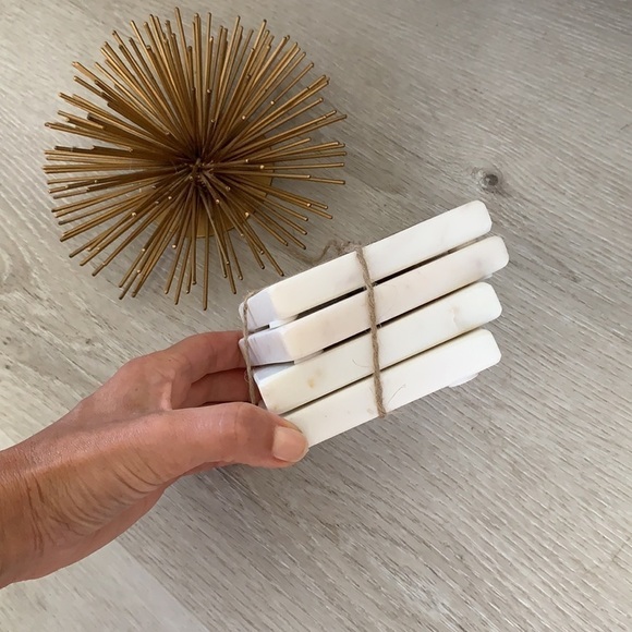 Set of 4 Marble Drink Coasters monogram gold new - Picture 6 of 7